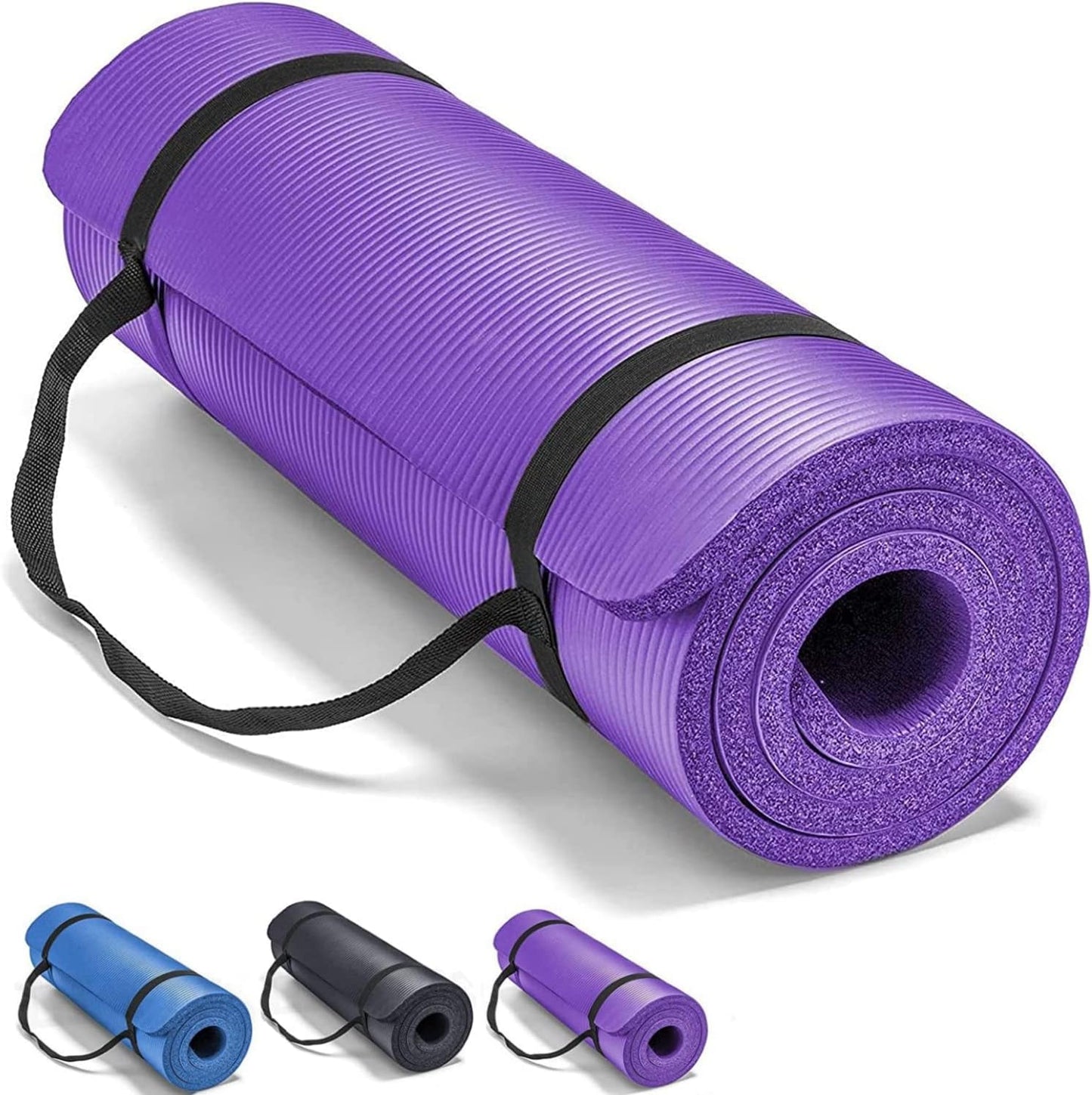 SKY-TOUCH Yoga Mat Non Slip, Yoga Mat with Strap Included 10mm Thick Exercise Mat Ideal for HiiT, Pilates, Yoga and Many Other Home Workouts