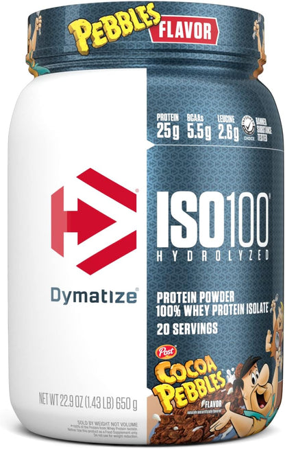 Dymatize ISO100 Hydrolyzed 100% Whey Isolate Protein Powder in Dunkin' Cappuccino Flavor, 25g Protein, 95mg Caffeine, 5.5g BCAAs, Gluten Free, Fast Absorbing, Easy Digesting, 21.5 Oz