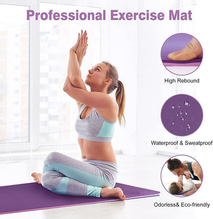 MahMir Yoga Mat Anti-Slip Exercise Mat with Carrying Bag Fitness Mat for Pilates 183CM*61CM*6MM Thickness for Woman Man Beginners