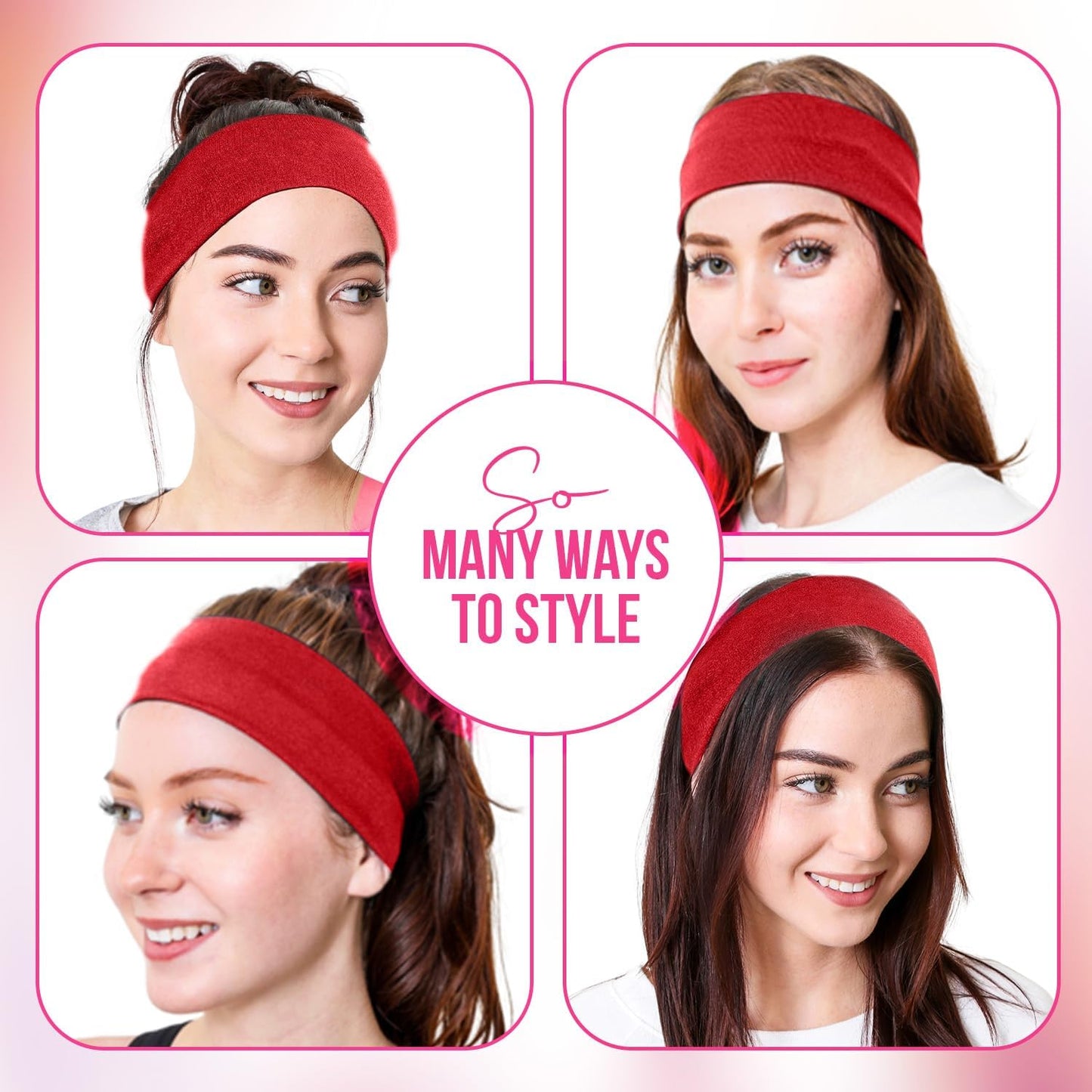 Styla Hair 10 Pack Stretch Headbands Non-Slip Head Wraps Great for Sports, Yoga, Pilates, Running, Gym, Workouts, Baseball, Casual Wear, Gifts & More!