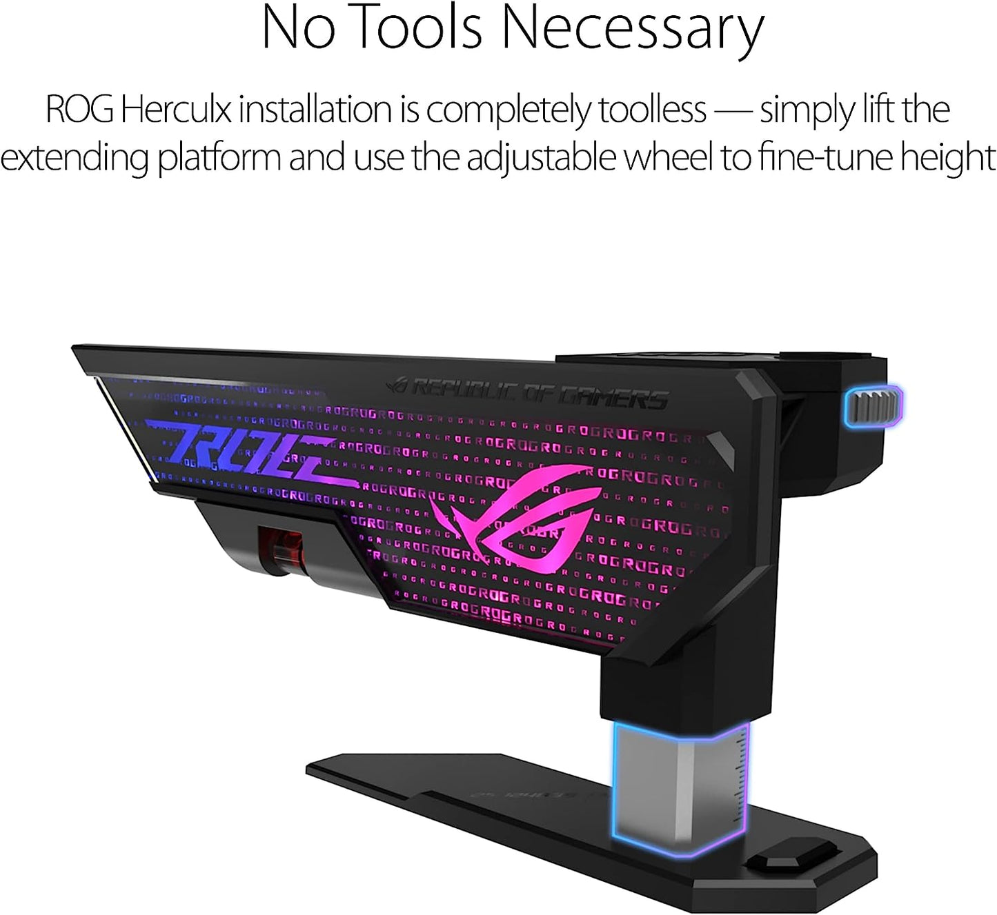 ASUS ROG Herculx Graphics Card Anti-Sag Holder Bracket (Solid Zinc Alloy Construction, Easy Toolless Installation, Included Spirit Level, Adjustable Height, Wide Compatibility, Aura Sync RGB)