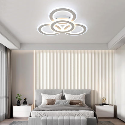 YATAI Modern LED Ceiling Light, White 3 Rings Flush Mount Ceiling Light,3-Colors Dimming Lighting Fixture Ceiling Lamp for Kitchen, Bedroom, Living Room, Laundry Room