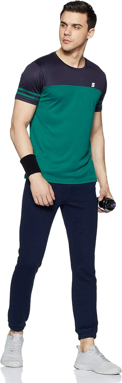 Amazon Brand - Symactive Men's Color Block Regular Fit Half Sleeve Sports T-Shirt