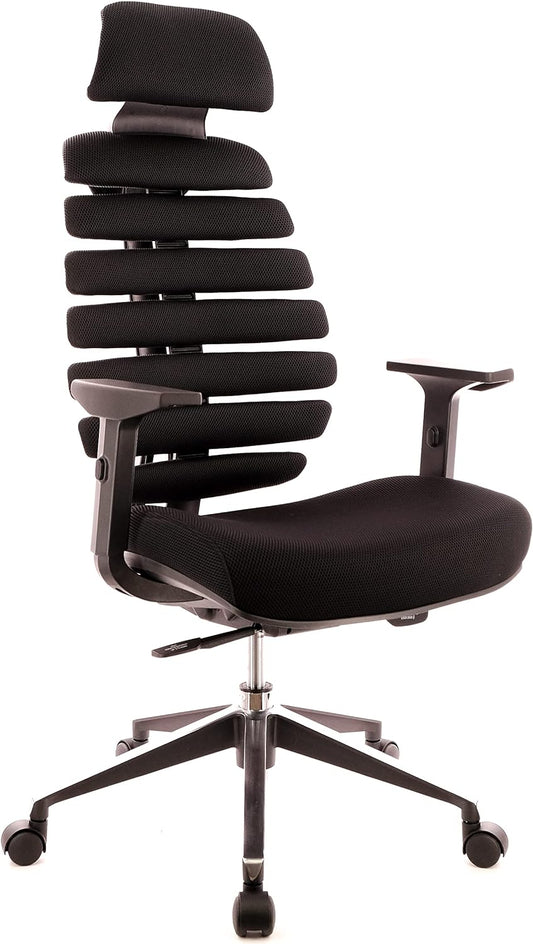 Ergonomic Chair Ergo Fabric Black with Wheels - Drafting Office Modern Stool - Chair for Back Pain