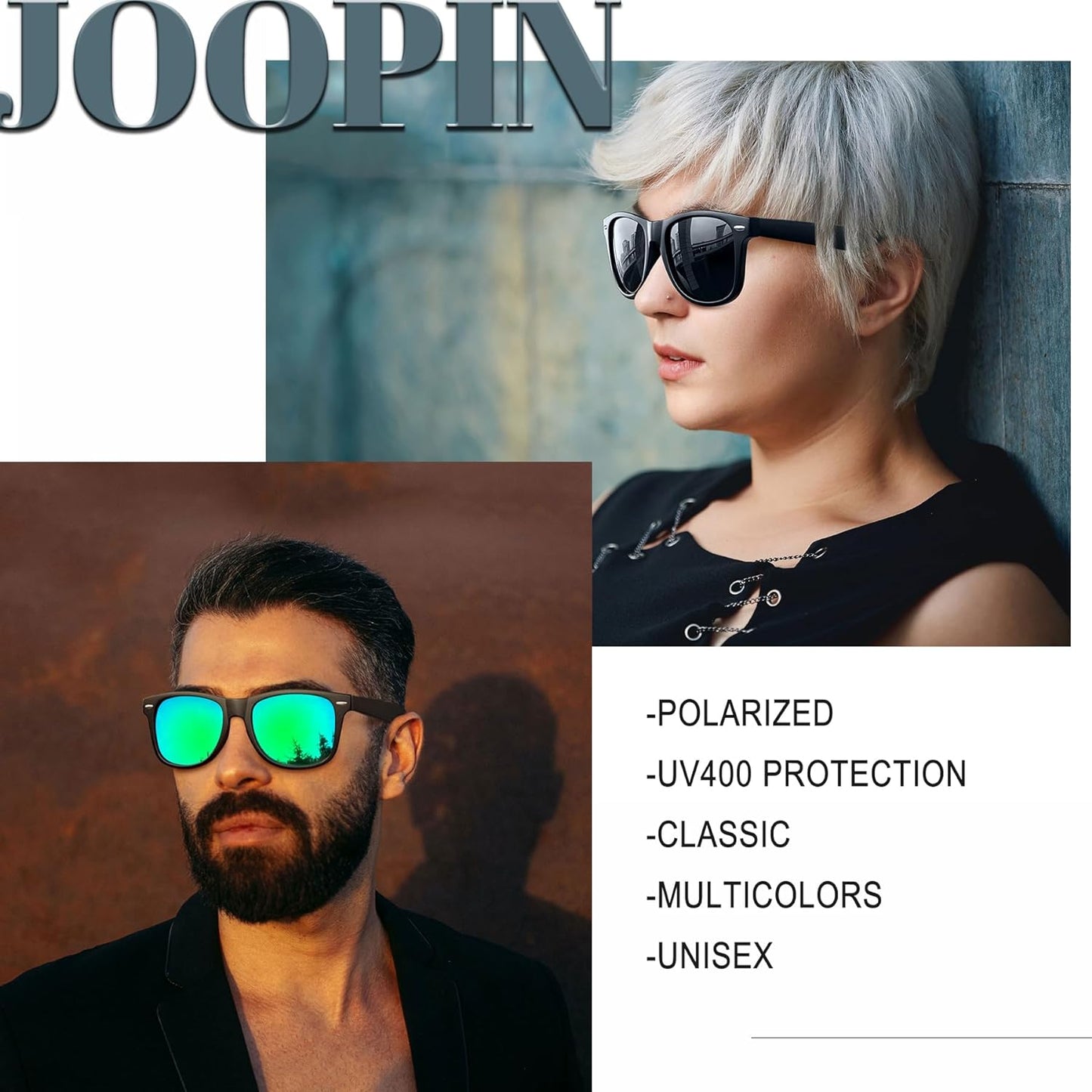 Joopin Polarized Sunglasses Men Women, Classic Square Sun Glasses 100% UV Protection Driving Fishing