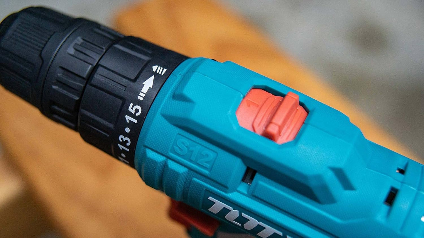 TOTAL 12V Multifunctional Electric Cordless Drill High-power Lithium Battery Wireless Rechargeable Hand Drills Home DIY Electric Power Tools