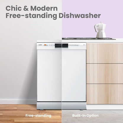 COMFEE' Tabletop Dishwahser 8 Place Compact Dishwasher with 7 Programmes Settings, Super Quiet and Quick, LED Display, Delay Start and WiFi Function APP Control