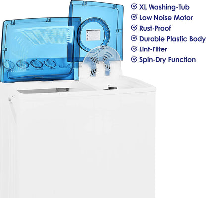 Super General 12 kg Twin-tub Semi-Automatic Washing Machine, White/Blue, efficient Top-Load Washer with Lint Filter, Spin-Dry, SGW-125, 95 x 58 x 103.5 cm, 1 Year Warranty