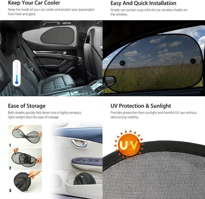 Car Rear Window Sunshade with Suction Cup, 2 Pcs Sun UV Rays Protection for Car Back Window, Sunlight Shield Blocker Mesh Cover for Rear Facing Seats, Car Accessories for Pets/Children (39"x19"/Rear)