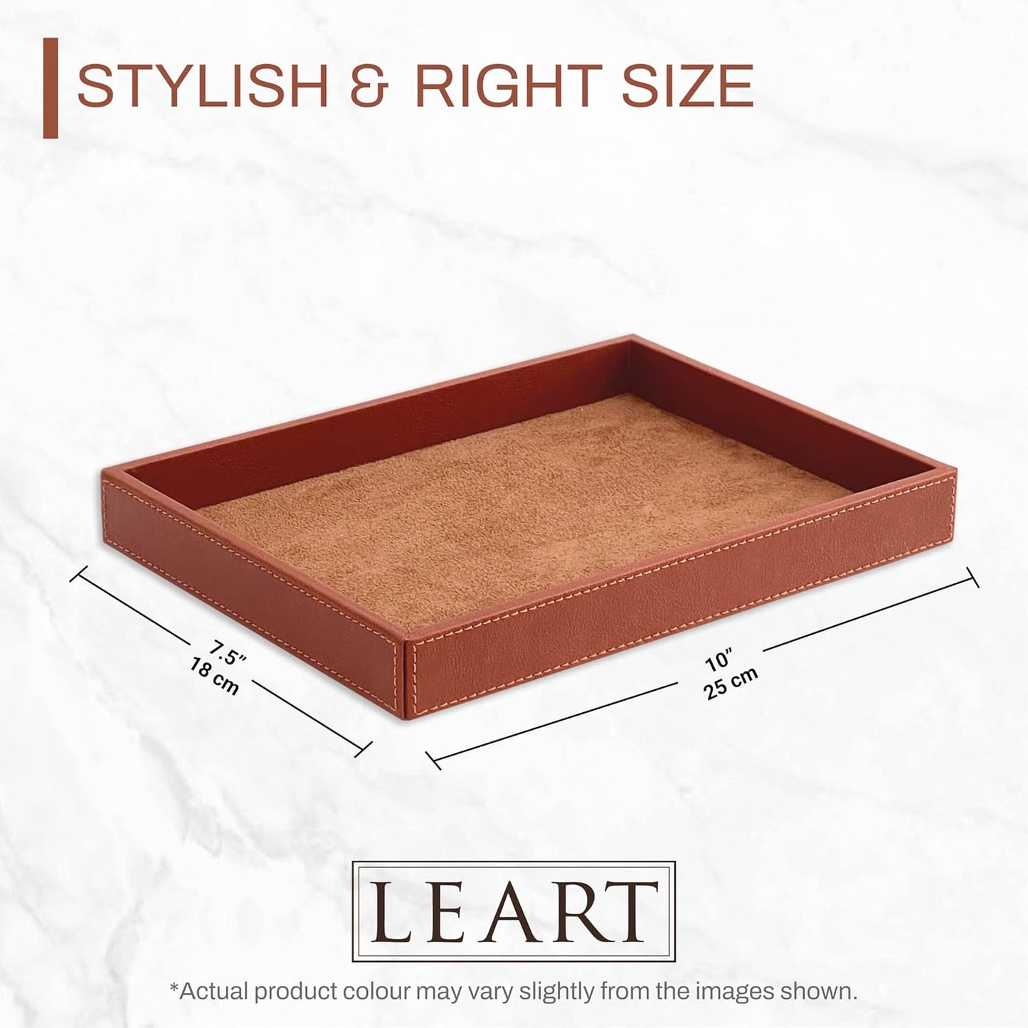 LEART Valet Tray for Men & Women – Leather Tray Organizer | Bedside, Nightstand, Office Desk Organizer Tray | Catchall Tray (Black)