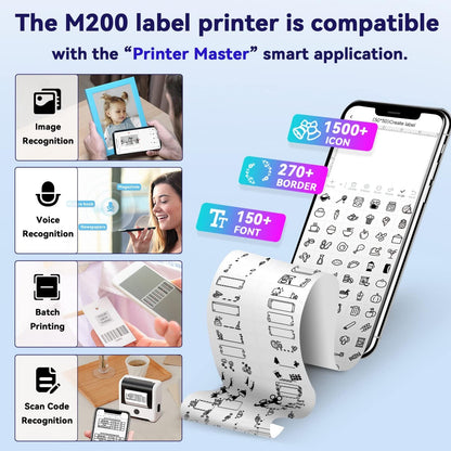 Phomemo Label Maker Machine - Phomemo M110 Portable Bluetooth Thermal Label Printer. Sticker Maker, Barcode Printer for Clothing, Jewelry, Retail, Mailing,support Arabic and English,For iOS & Android