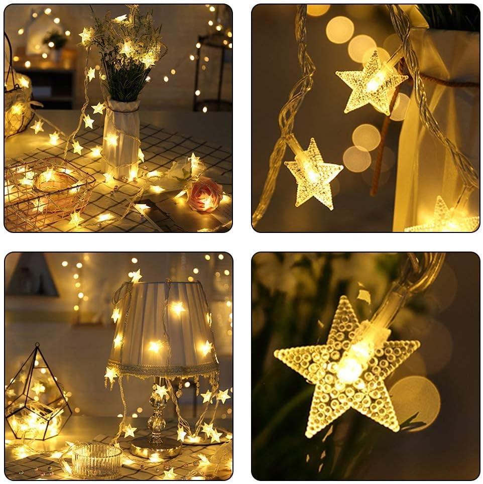 MOLANLY Star String Lights, 80 LED 33 FT Bedroom Lights Star Fairy Lights LED Twinkle Lights for Bedroom, Wedding Fairy Lights Waterproof Light for Garden Birthday Party Dorm Decorations (Warm White)