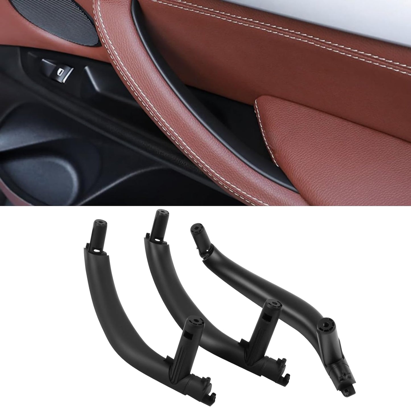 Jaronx Compatible with BMW X5 X6 Door Pull Handle, 3PCS Door Handle Replacement Fit for BMW X5 F15 F85 2014-2018/X6 F16 F86 2015-2018, Left and Right Side Door Armrest Replacement Interior Door Handle