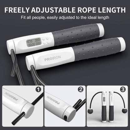 PROIRON Skipping Rope, Digital Jump Rope Adjustable Weights/Length Cordless Jumping Rope with Calorie Counter/Alarm Reminder Weighted Jump Rope for Fitness, Exercise, Boxing, MMA, Gym