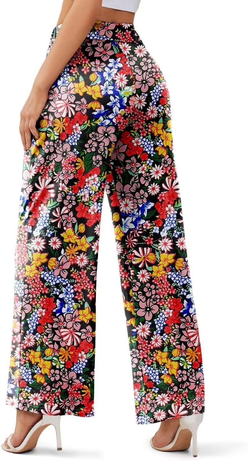 JZC Women's Wide Leg Casual Pants Cross Waist Palazzo Lounge Pajama Flowy Pants Yoga Sweatpants with Pockets