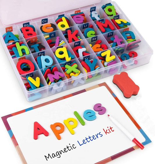 Magnetic Alphabet Letters Kit Colorful 238 Pcs with Double-Side Magnet Board for Preschool Kids Toddler Spelling and Learning