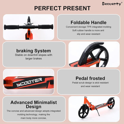 Beauenty Kick Scooter for Kids, Teens, Adult Riders Up to 150KG, 2-Wheel Scooter Foldable to Carry