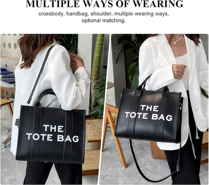 The Tote Bags for Women - Large PU Leather Tote Bag Trendy Travel Tote Bag Handbag Top-Handle Shoulder Crossbody Bags