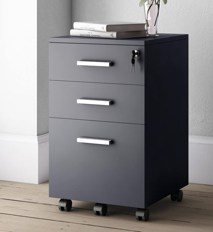 Lazio File Cabinet with Lock - Filing Cabinet for Home and Office - 3 Drawer File Cabinet with Wheels for A4 Sized Letters/Documents, Legal Sized Documents, Hanging File Folders (Cass Walnut/Black)