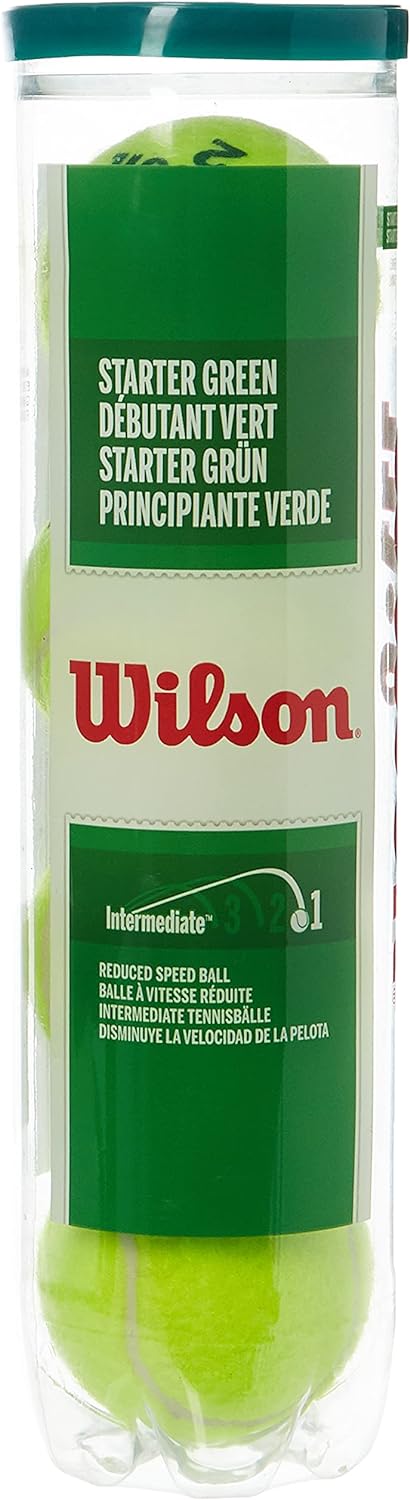 Wilson WRT137400 Unisex Child Starter Play 4 Pieces Tennis Ball Tube - Green, 4