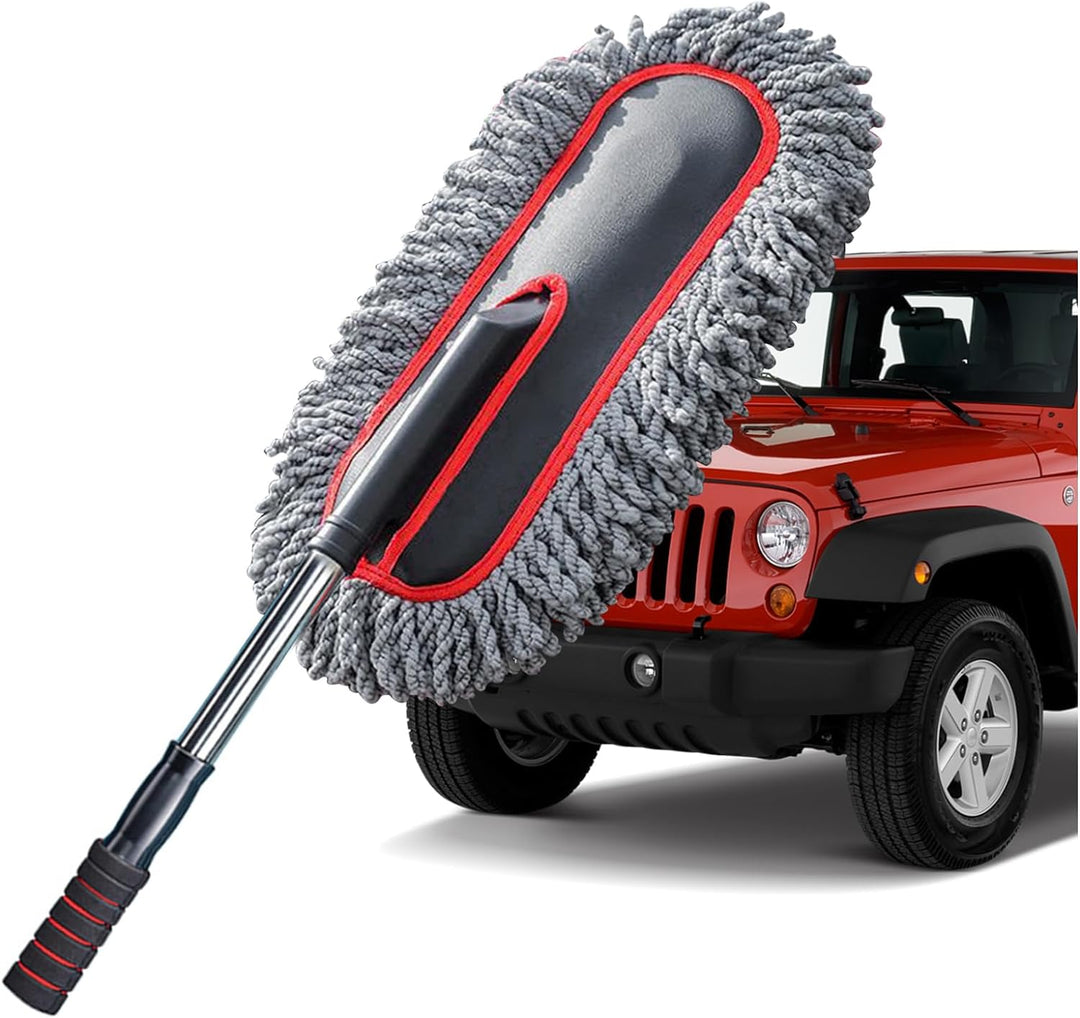 Microfiber Car Duster Wash Mop With Extendable Handle For Exterior And  Interior, Lint Free Scratch Free Cleaning Brush Cleaning Tool (gray)