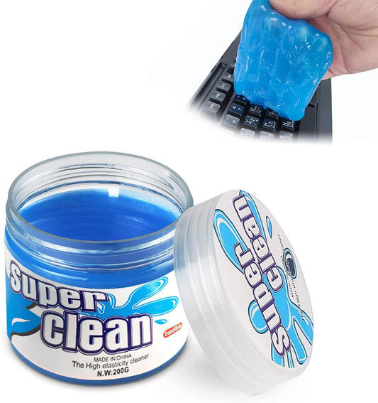 SakonGJie Car Cleaning Gel, 3pcs Car Crevice Cleaner Slime Remove Dust Auto Air Vent Interior Detail Car Universal Cleaning Kit for Car Vents, PC, Laptops, Cameras, Blue(8.5 * 6.2cm)