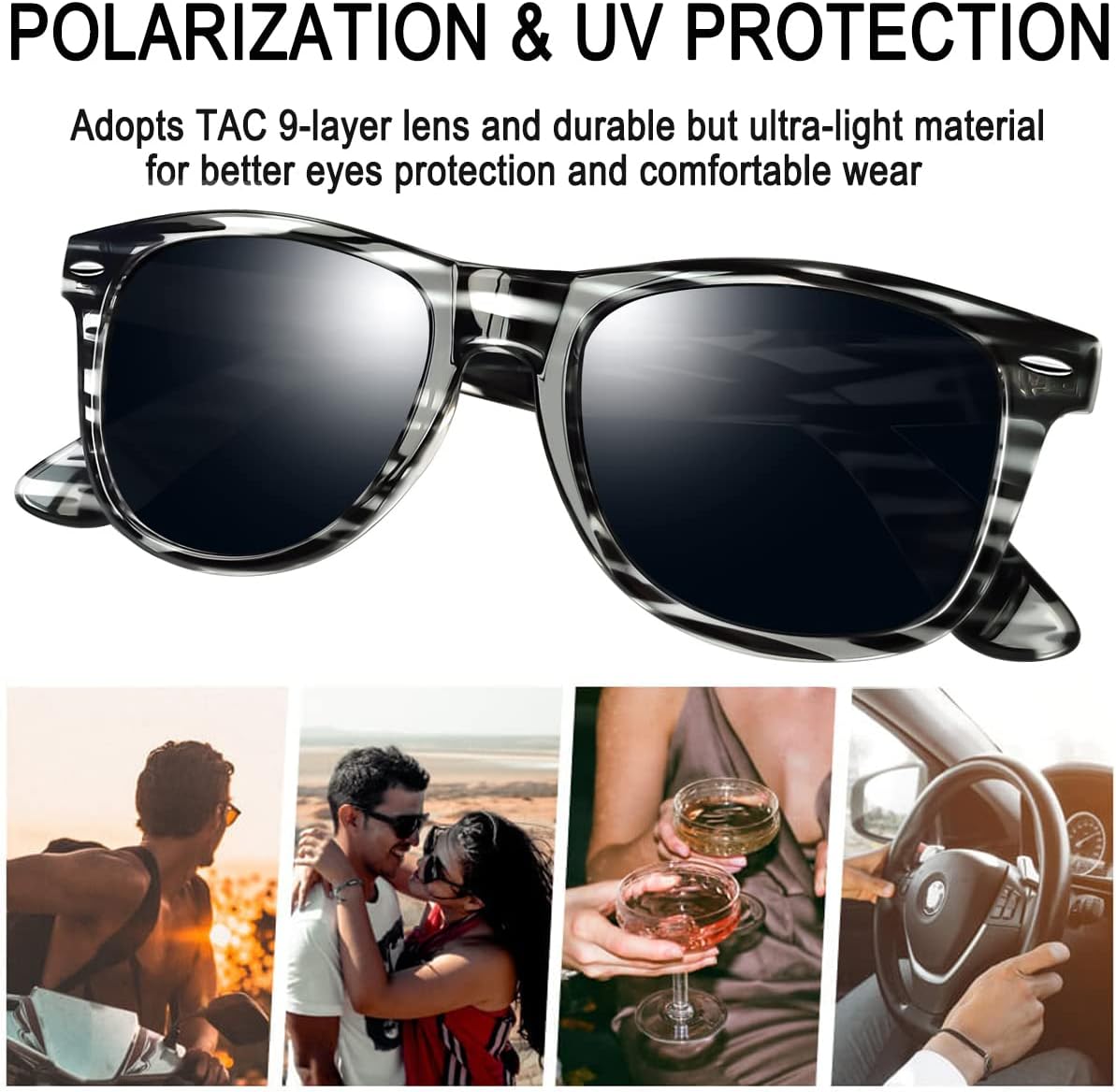 Joopin Polarized Sunglasses Men Women, Classic Square Sun Glasses 100% UV Protection Driving Fishing