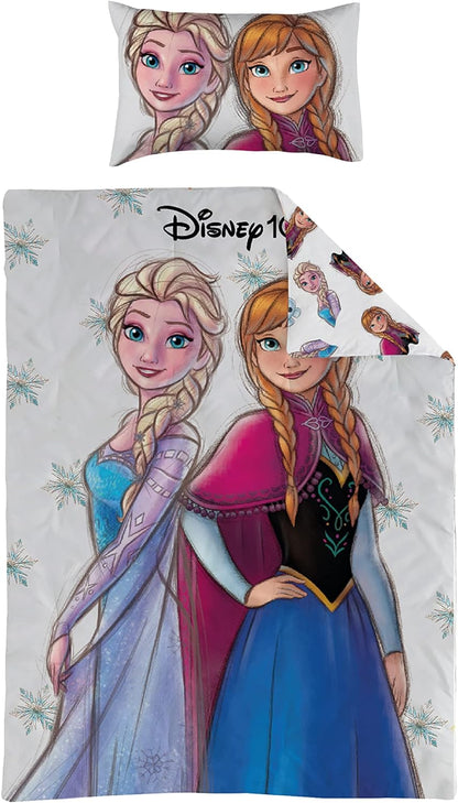 Trucare FZC Disney Frozen 2 Pcs Single Kids Bedding Set - Super Soft & Fade Resistant - Includes Reversible Comforter, & Pillow Sheet - Celebrate Disney 100th Anniversary in Style