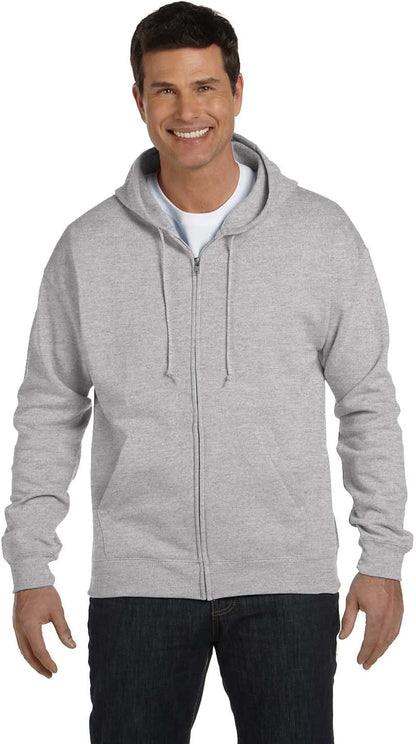 Hanes Men's Hoodie, EcoSmart Fleece Zip-Front Hooded Sweatshirt, Cotton-Blend Fleece Hooded Sweatshirt, Mid-Weight Zip-Up, Charcoal Heather, S