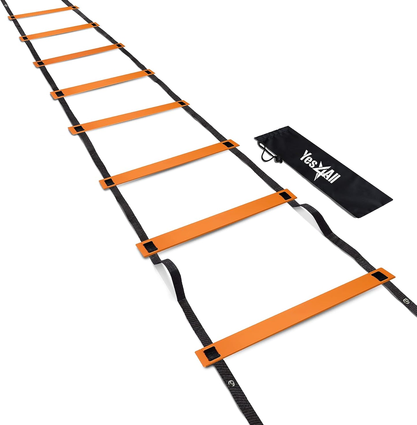 Yes4All Ultimate Agility Ladder Speed Training Equipment - 8, 12, 20 Rungs with Multi Colors - Soccer and Football Training - Speed Ladder for Kids and Adults - Included Carry Bag