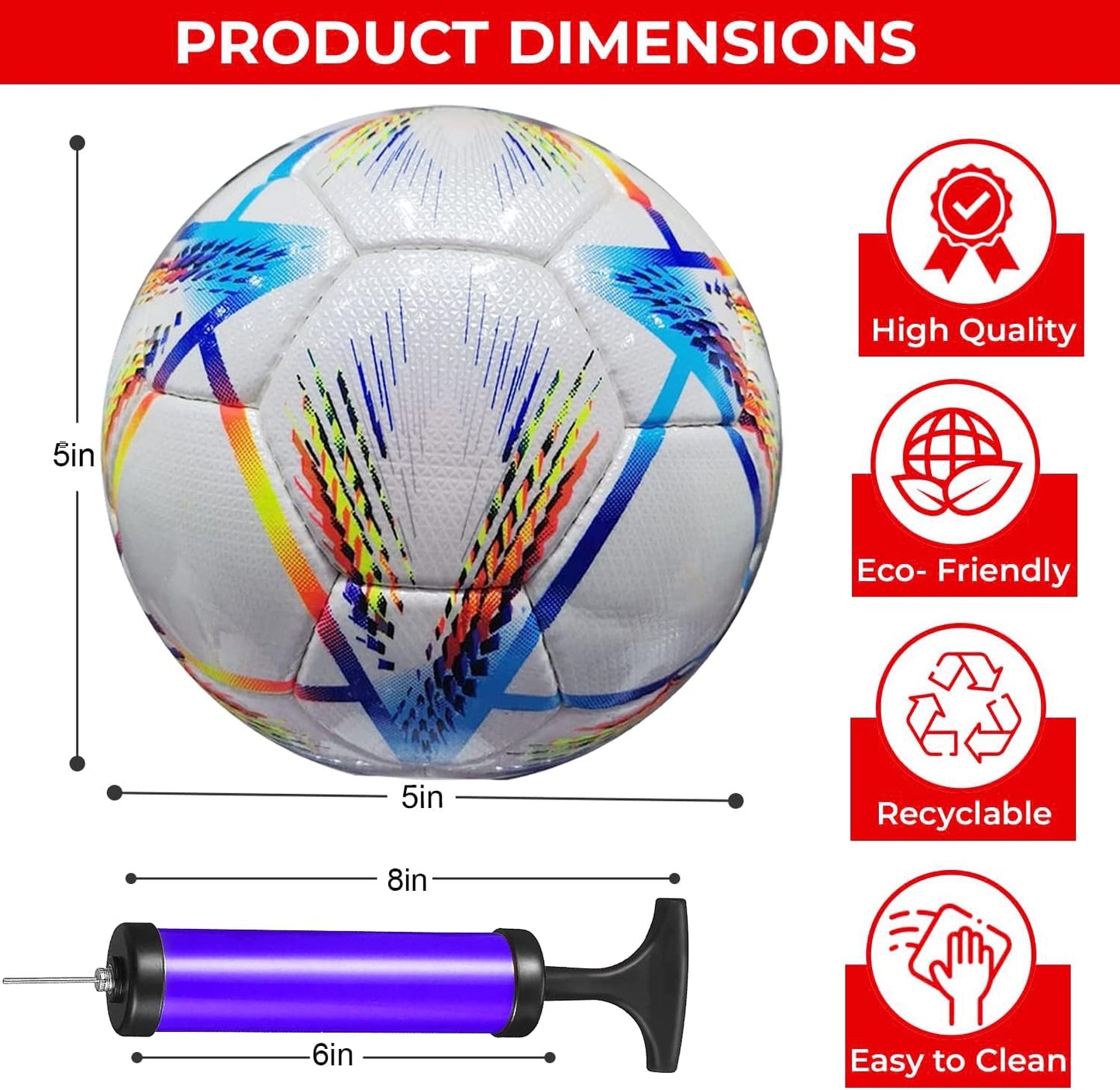 MHS™ Unisex-adult World Cup Training Soccer Football Ball, Premium Quality with Excellent Bounce and Shape Retention.