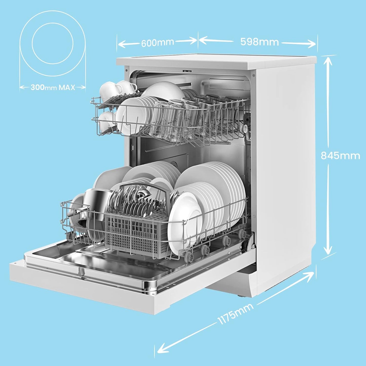 COMFEE' Tabletop Dishwahser 8 Place Compact Dishwasher with 7 Programmes Settings, Super Quiet and Quick, LED Display, Delay Start and WiFi Function APP Control