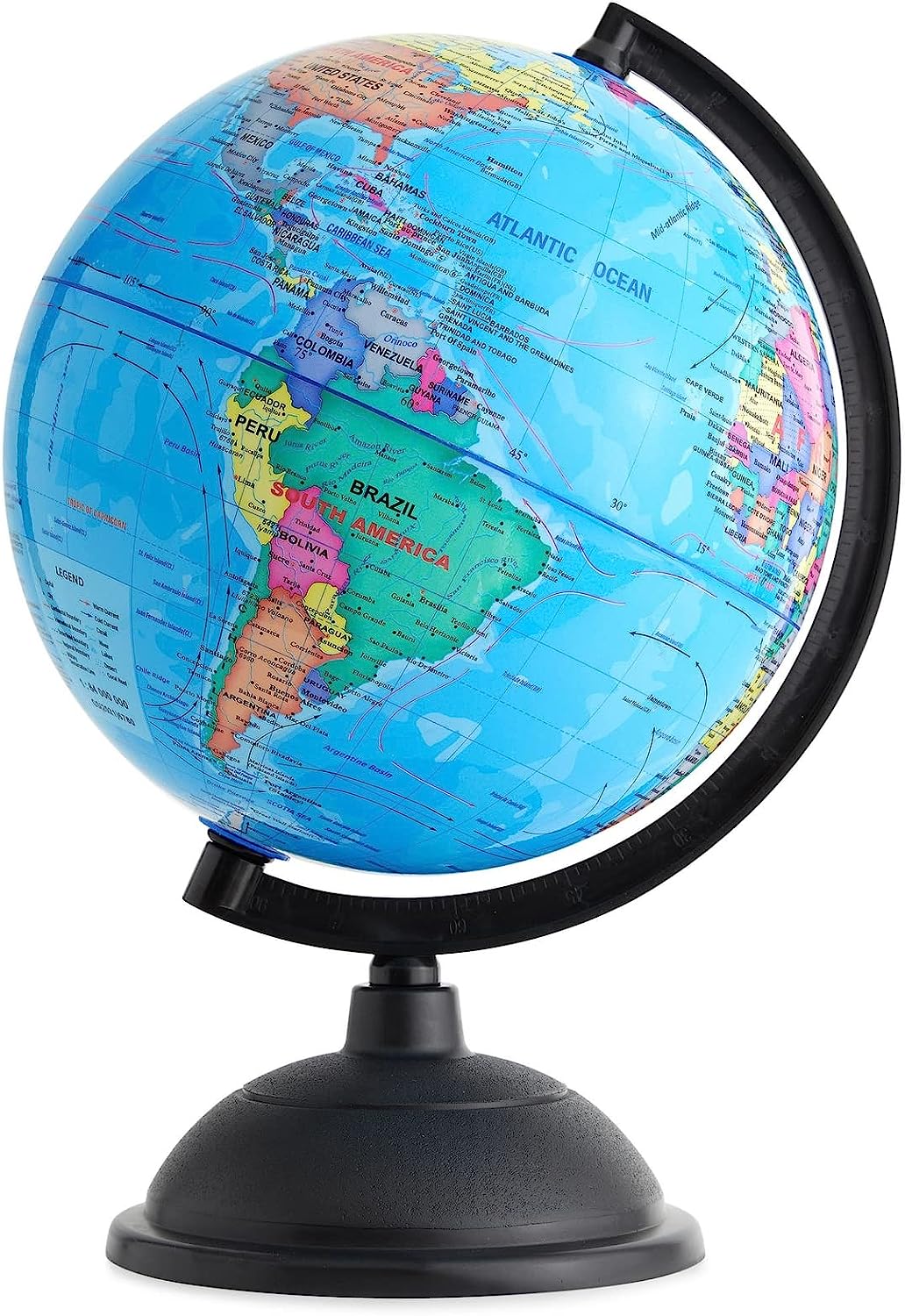 Juvale 8 Inch World Perfect Spinning Globe for Kids, Geography Students, Teachers and More, Blue, 27176