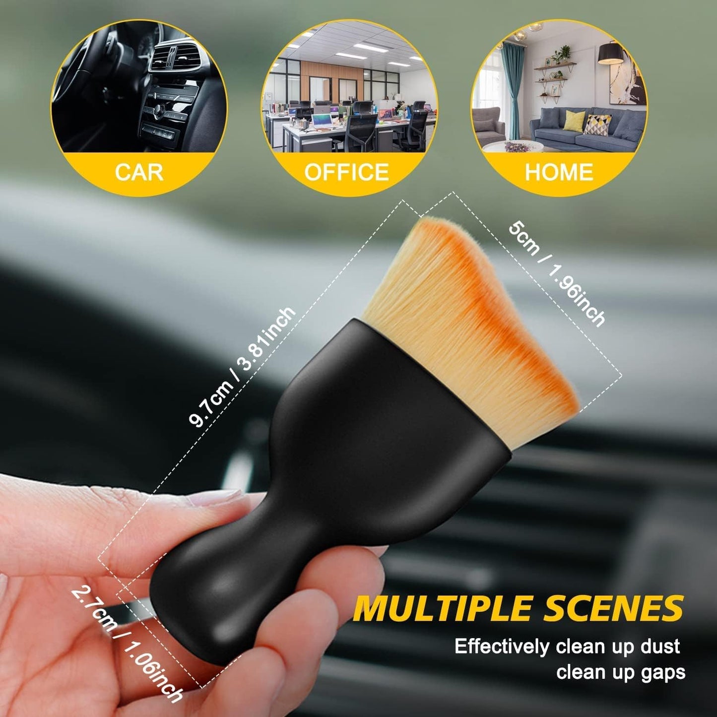 Zurligi Car Detailing Soft Brushes with Cover, Car Interior Cleaning Tool Brush Dense Bristles Scratch Free Interior Dust Brush for Car Dashboard, Air Conditioning Vents, Crevices Cleaning Tools