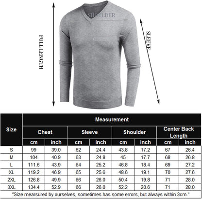 Coofandy Men Casual V Neck Sweater Ribbed Knit Slim Fit Long Sleeve Pullover Top