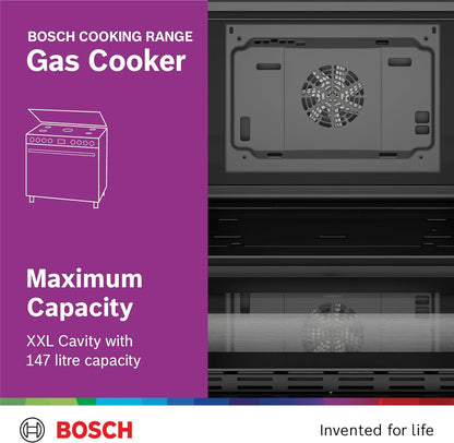 Bosch Free Standing Cooker, Gas Cooker 90cm, 147L, Gas Range Cooker, German Engineering Cooking Range HGW3ASQ50M