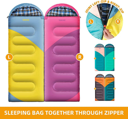 Camping Sleeping Bag, 32℉ Sleeping Bags for Adults Kids Teens Cold Weather Warm Sleeping Bag Winter for 3-4 Season Camping, Camping Gear Equipment, Traveling, and Outdoors