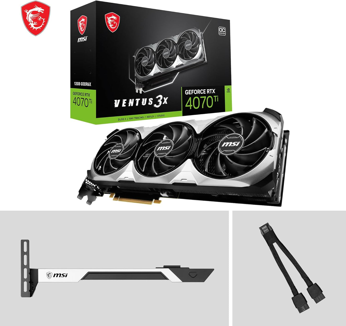 MSI GeForce RTX 4070 GAMING X TRIO 12G Graphics Card - RTX 4070 GPU, 12GB GDDR6X (21Gbps/192-bit), PCIe 4.0 - TRI FROZR 3 (3 x TORX Fan 5.0), RGB - HDMI 2.1, DisplayPort 1.4a