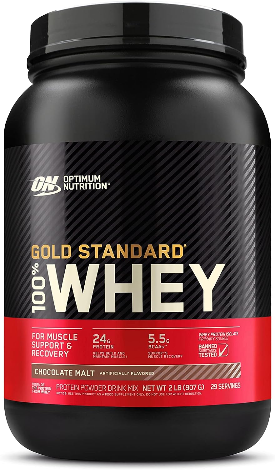 Optimum Nutrition (ON) Gold Standard 100% Whey Protein Powder Primary Source Isolate, 24 Grams of Protein for Muscle Support and Recovery - Vanilla Ice Cream, 2 Lbs, 29 Servings (899 Grams)