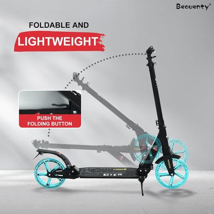 Beauenty 2 Wheels Scooter for Teens, Kick Scooter with Anti-shock Suspension and Adjustable Handlebar for Kids to Adults