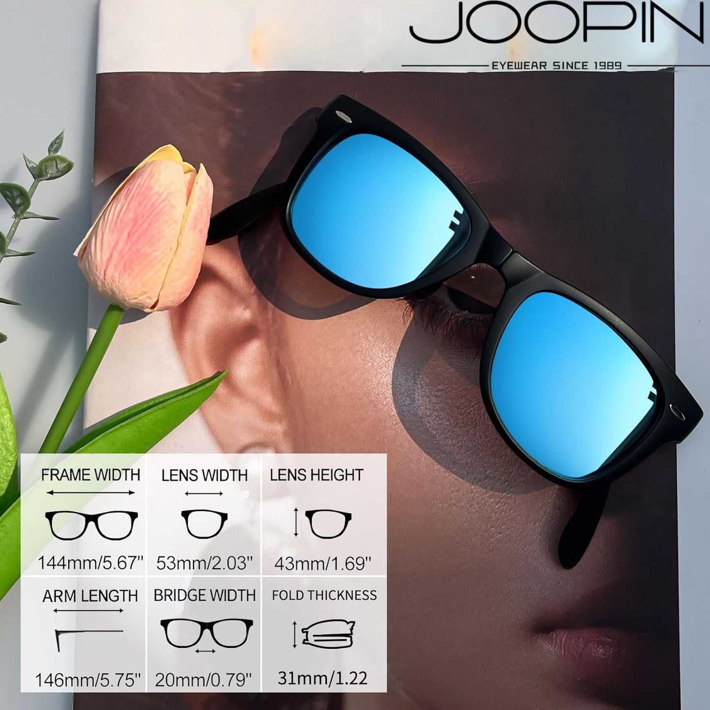 Joopin Polarized Sunglasses Men Women, Classic Square Sun Glasses 100% UV Protection Driving Fishing