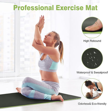 MahMir Yoga Mat Anti-Slip Exercise Mat with Carrying Bag Fitness Mat for Pilates 183CM*61CM*6MM Thickness for Woman Man Beginners