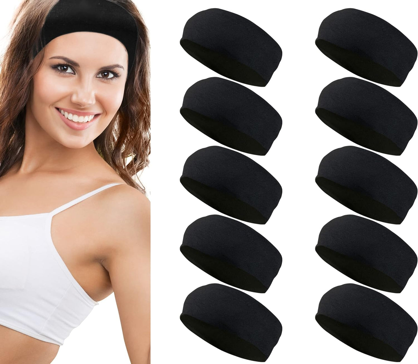 Styla Hair 10 Pack Stretch Headbands Non-Slip Head Wraps Great for Sports, Yoga, Pilates, Running, Gym, Workouts, Baseball, Casual Wear, Gifts & More!