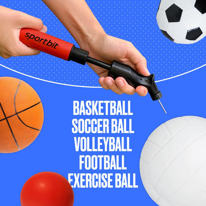 SPORTBIT Ball Pump with 5 Needles - Push & Pull Inflating System - Great for All Sports Balls - Volleyball Pump, Basketball Inflator, Football & Soccer Ball Air Pump - Goes with Needles Set