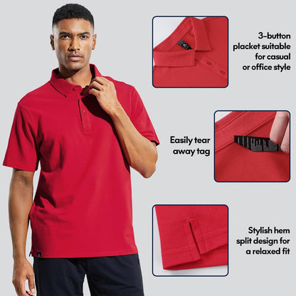 Haimont Men's Polo Shirt Cotton Golf T-Shirts Long and Short Sleeve Collared Shirts for Uniform, Casual, Business, Work