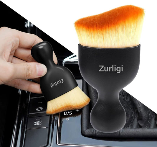 Zurligi Car Detailing Soft Brushes with Cover, Car Interior Cleaning Tool Brush Dense Bristles Scratch Free Interior Dust Brush for Car Dashboard, Air Conditioning Vents, Crevices Cleaning Tools