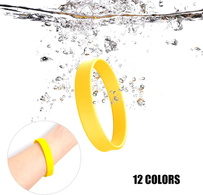 12 Wholesale Rubber Silicone Bracelets Solid Color Silicone Wristbands Colored Rubber Stretch Bracelets for Women Men Teen Gifts (12 Color Mixed)