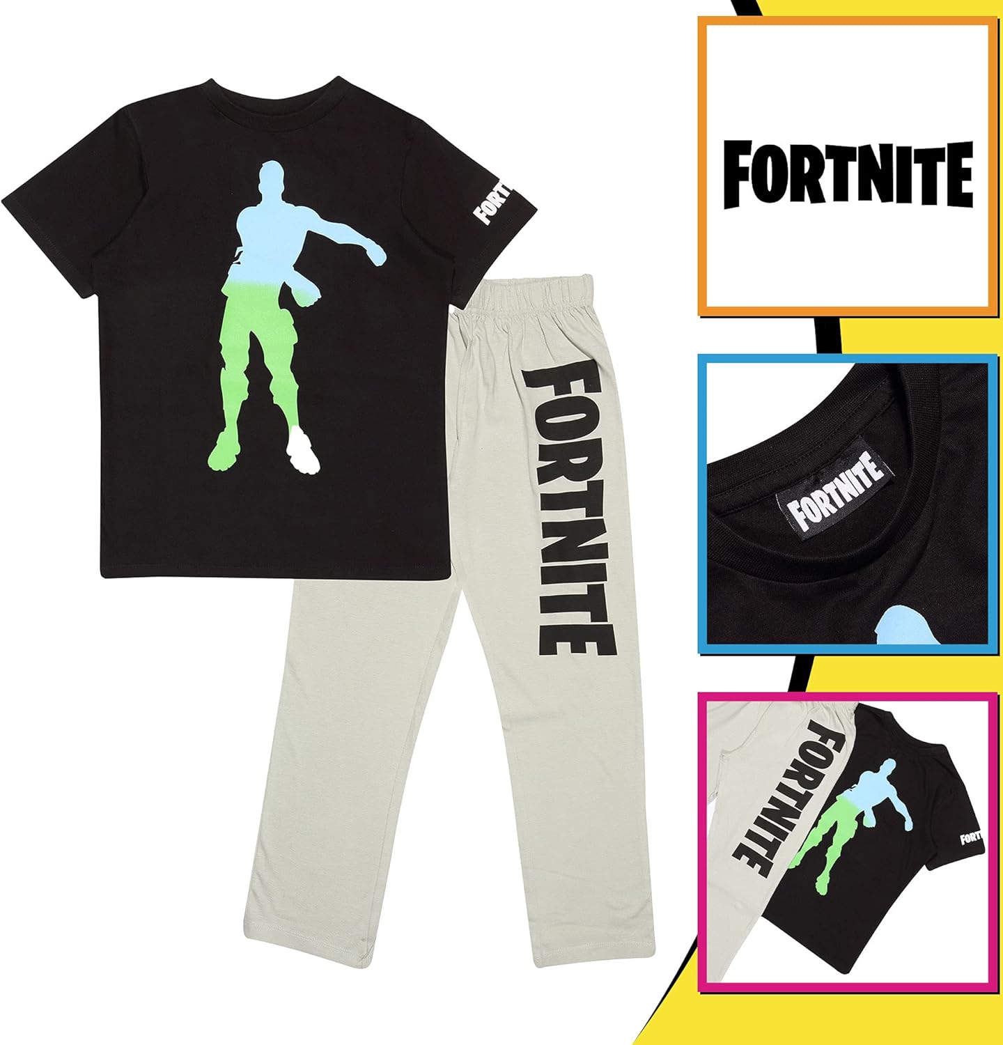 Fortnite Ombre Flossing Emote Boys Long Pyjamas Set | Official Merchandise | PS4 PS5 XBox Gamer Gifts, School Boys PJs, Childrens Clothes, Kids Birthday Gift Idea