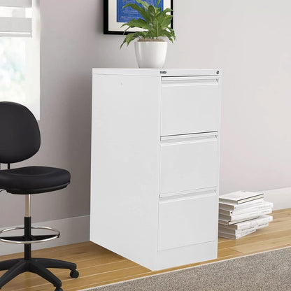 RIGID Steel Vertical Filing Cabinet Large Storage steel Cabinet, Metal Portable Cabinet with 3 Drawers for Legal (White)