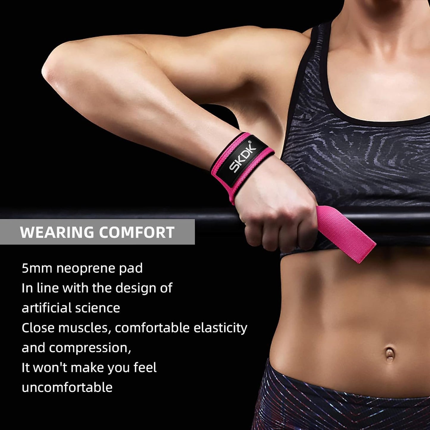 Lifting Straps Deadlift Gym Wrist Straps Weightlifting with Neoprene Cushioned Wrist Padded and Anti-Skid Silicone - for Weightlifting, Bodybuilding, Xfit, Strength Training